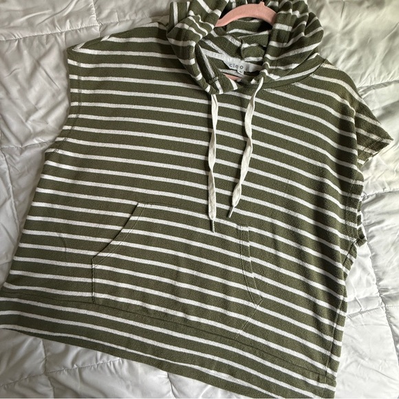 Cleo Olive and White Striped Hoodie - Picture 3 of 7